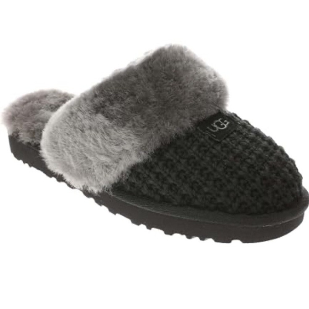 UGG Brand Women 9 Cozy Slippers Soft Knit Shoes Black Charcoal BRAND NEW -no Box